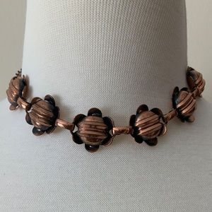 VTG Burnished Copper Mod Flowers Choker Necklace